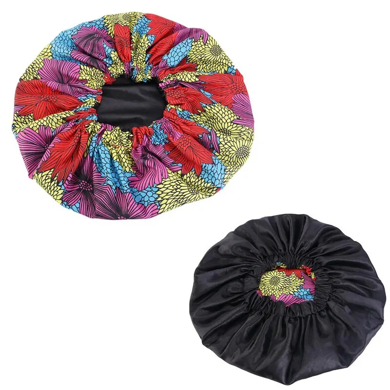African Print Satin Bonnet With Long Ribbon Wrap Double Layer Headwrap Ankara Pattern Women Hair Cover Large Size Hair Wrap Cap - Image 5
