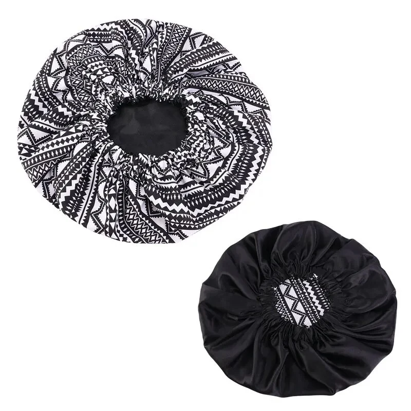 African Print Satin Bonnet With Long Ribbon Wrap Double Layer Headwrap Ankara Pattern Women Hair Cover Large Size Hair Wrap Cap - Image 7