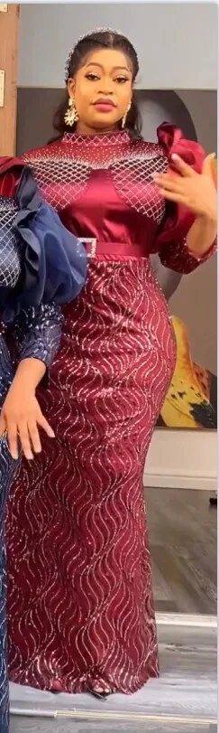 African Wedding Party Dresses for Women Autumn African 3/4 Sleeve O-neck Polyester Long Dress African Robes Christmas Dress - Image 2