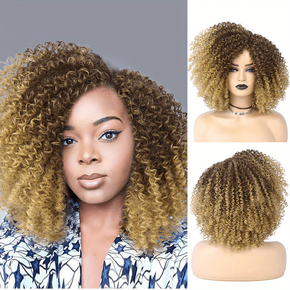 Afro Kinky Curly Wigs Short Afro Kinky Curly Wigs For Women Synthetic Heat Resistant Hair Replacement Wig For Cosplay Party Daily Use - Image 7