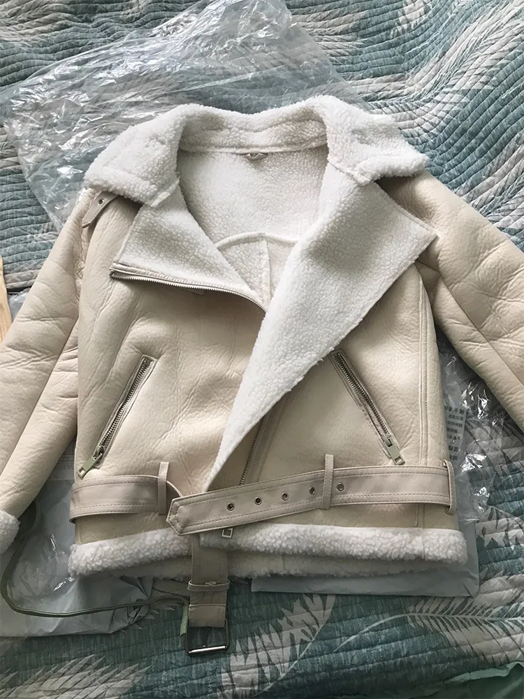Ailegogo Winter Coats Women Thickness Faux Leather Fur Sheepskin Female Fur Leather Jacket Aviator Outwear Casaco Feminino - Image 6