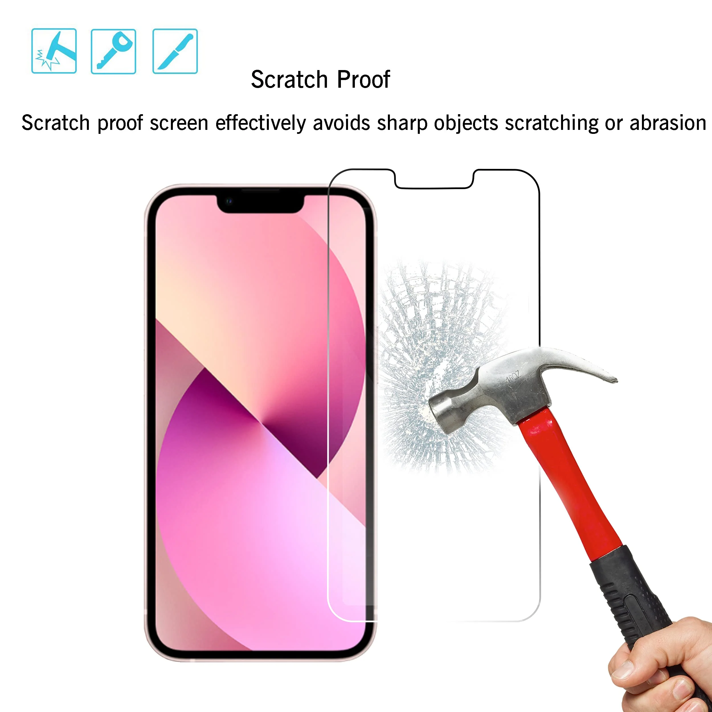 Ailun 2 Pack Screen Protector for iPhone 13 [6.1 inch Display] with 2 Pack Tempered Glass Camera Lens Protector,[9H Hardness]-HD[4 Pack] - Image 3