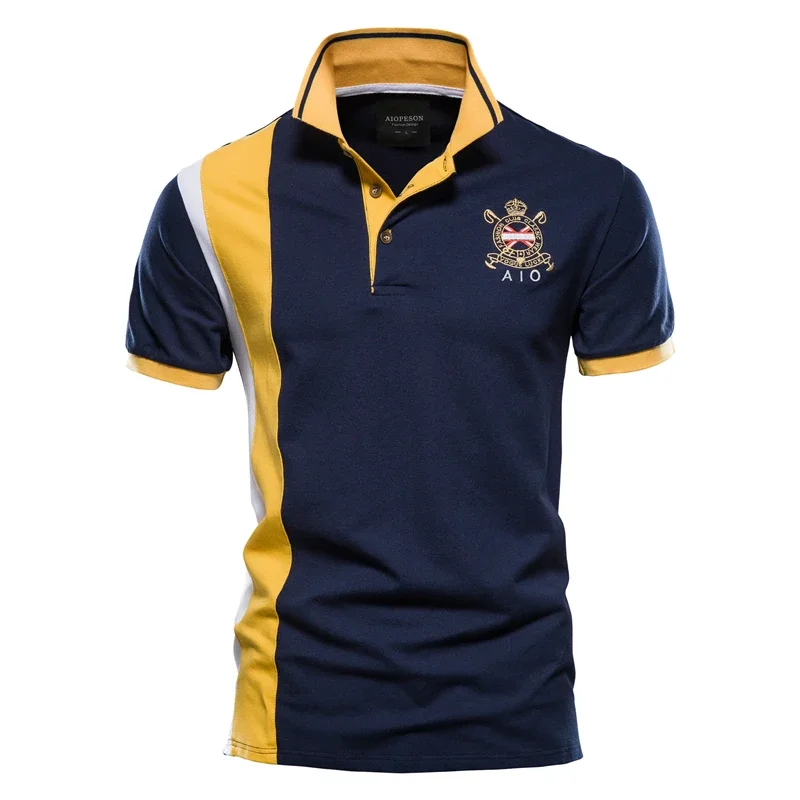 AIOPESON 100% Cotton Badge Embroidery Polo Shirt for Men Short-sleeved Patchwork Men's Polos Quality Summer Brand Men Clothing - Image 10
