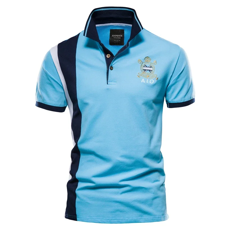 AIOPESON 100% Cotton Badge Embroidery Polo Shirt for Men Short-sleeved Patchwork Men's Polos Quality Summer Brand Men Clothing - Image 9