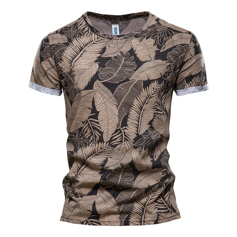 AIOPESON 2021 Hawaii Style 100% Cotton T-Shirt Men O-neck Print Shirt Men Casual Men Clothing Summer High Quality Men's T Shirts - Image 16