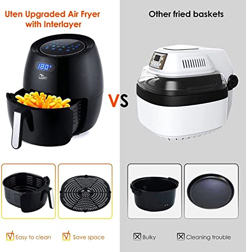 Air Fryer 6.9QT/6.5L, Uten 1700W High-power 8 in 1 Deep Frying Mode, Rapid Heating up, Non-Stick Oven, Oilless Cooking, Fast Heat up/Time Control, LED Digital Touchscreen, Black - Image 3
