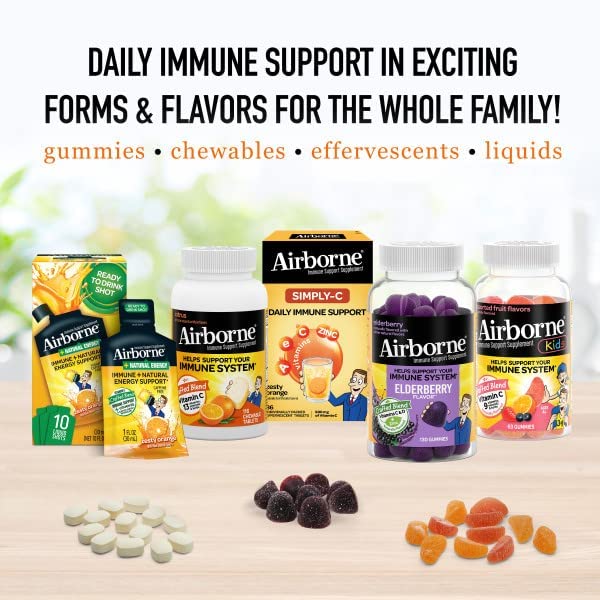 Airborne Zesty Orange Flavored Gummies, 42 Count - 750mg of Vitamin C and Minerals & Herbs Immune Support (Pack of 2) - Image 3
