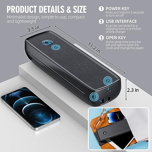 Aixiqee Portable-Wireless-Printer, Thermal-Bluetooth-Printer for Travel, Impact POS Printer Support 8.5" X 11" US Letter&Legal, A4&A5 Thermal Paper, Compatible with Android and iOS Phone&Laptop - Image 5