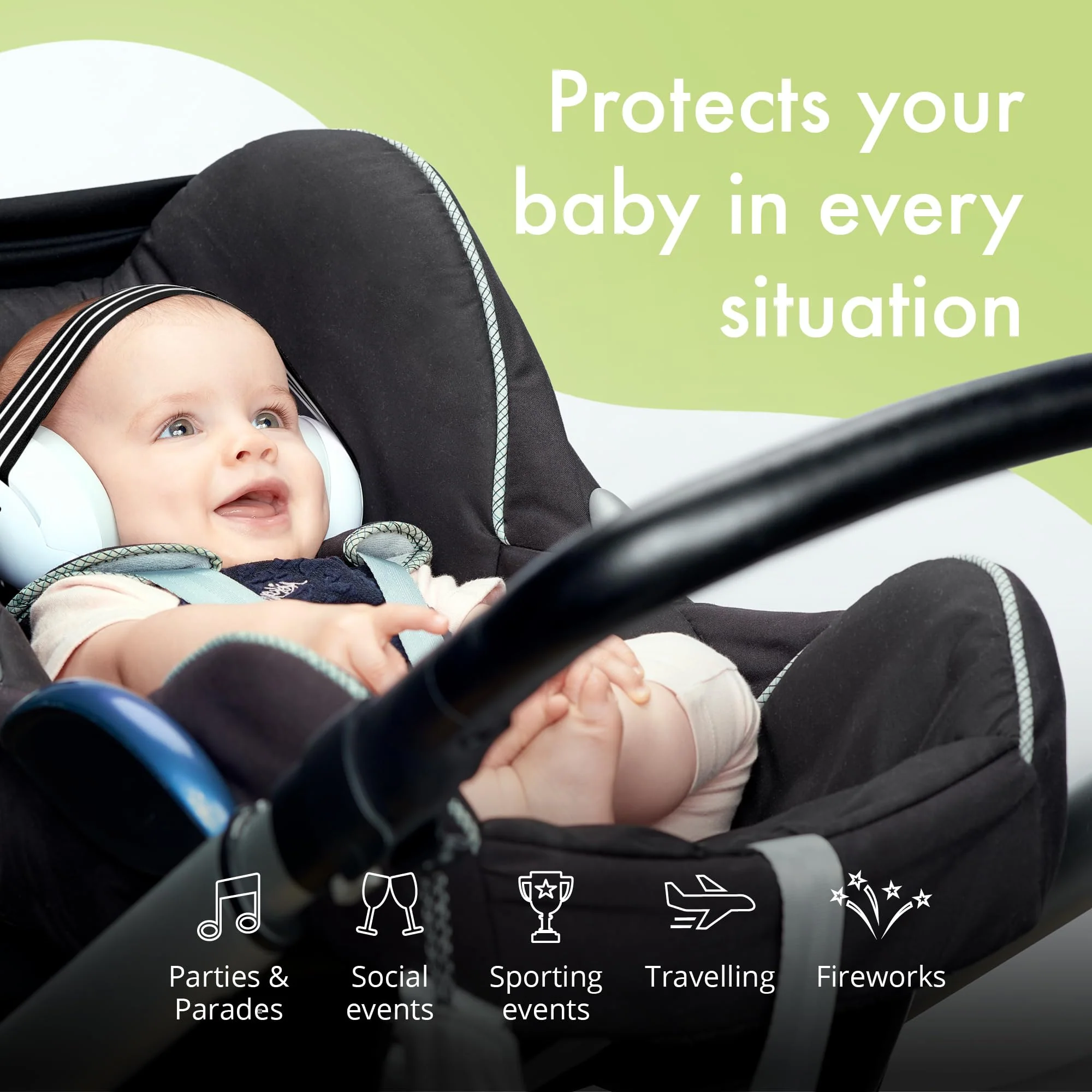 Alpine Muffy Baby Ear Protection for Babies and Toddlers up to 36 Months - CE & ANSI Certified - Noise Reduction Earmuffs - Comfortable Headphones Against Hearing Damage & Improves Sleep - Black - Image 3