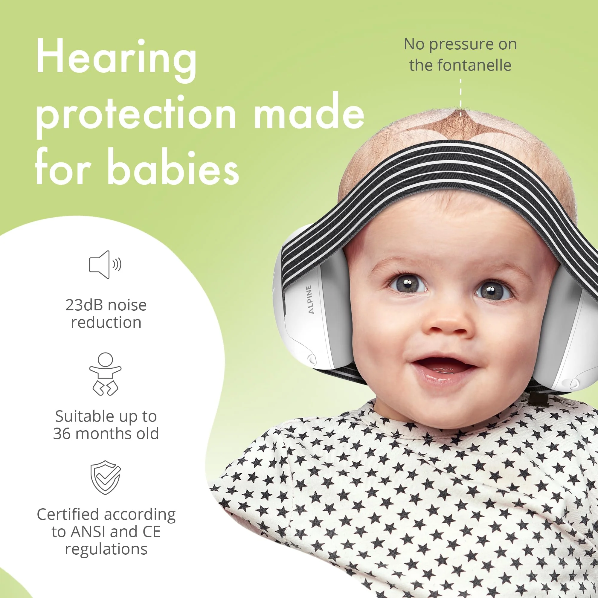 Alpine Muffy Baby Ear Protection for Babies and Toddlers up to 36 Months - CE & ANSI Certified - Noise Reduction Earmuffs - Comfortable Headphones Against Hearing Damage & Improves Sleep - Black - Image 6