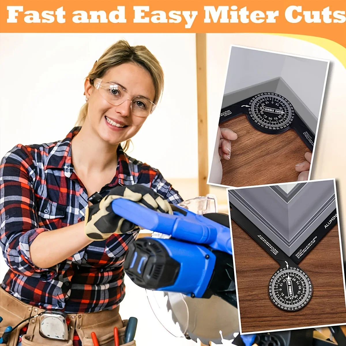 Aluminum Miter Saw Protractor | 7-Inch Rust Proof Angle Finder Featuring Precision Laser Engraved Scales - Image 4