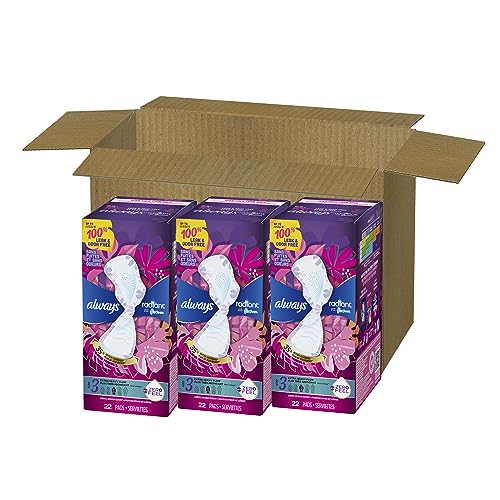 Always Radiant Feminine Pads For Women, Size 3 Extra Heavy Absorbency, With Flexfoam, With Wings, Light Clean Scent, 22 Count x 3 Packs (66 Count Total) - Image 2