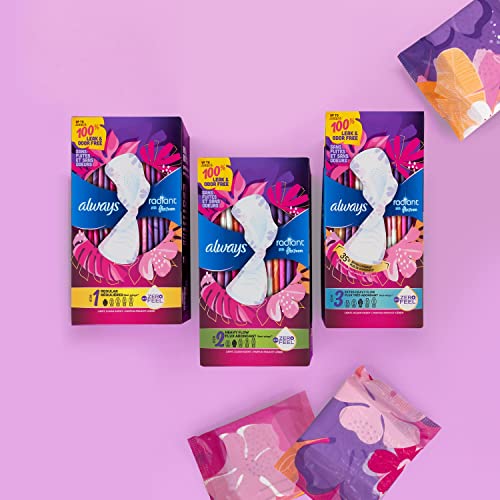 Always Radiant Feminine Pads For Women, Size 3 Extra Heavy Absorbency, With Flexfoam, With Wings, Light Clean Scent, 22 Count x 3 Packs (66 Count Total) - Image 4