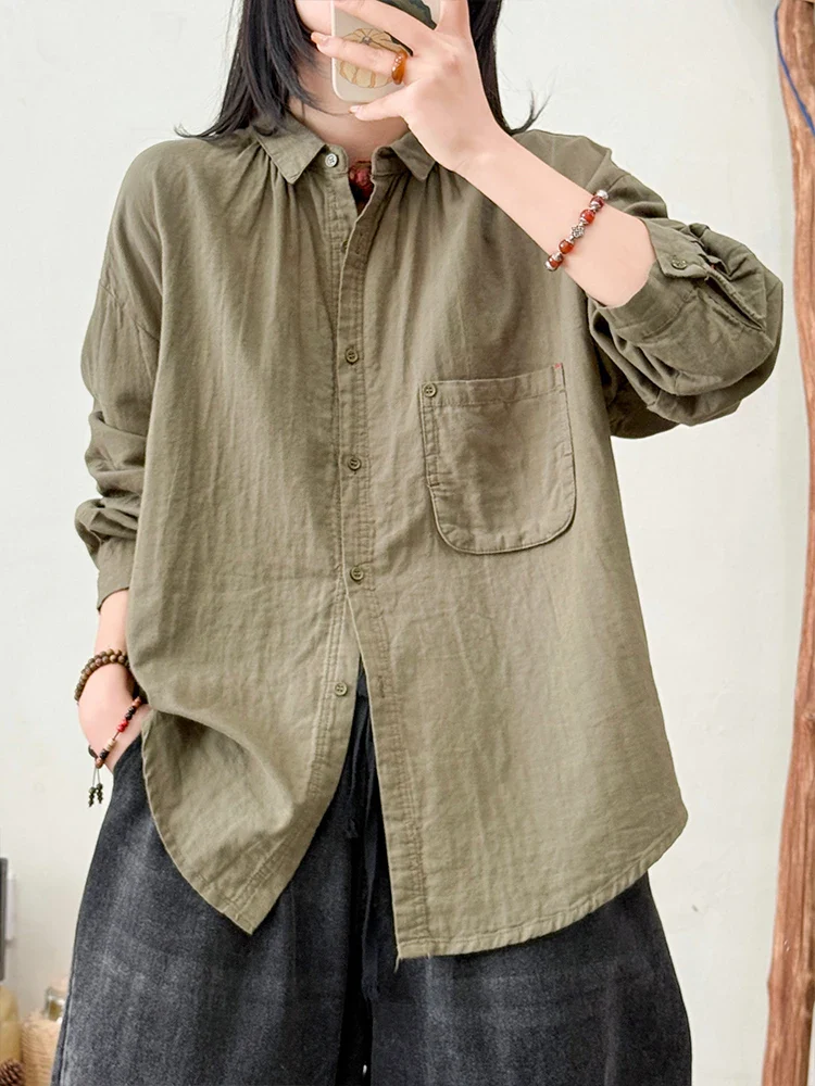 Amax luluE 2025 Shirts Spring Ladies Fashion Casual Loose Blouses Women Classic Luxury Long Sleeve Tops Elegant Cotton Clothes - Image 2