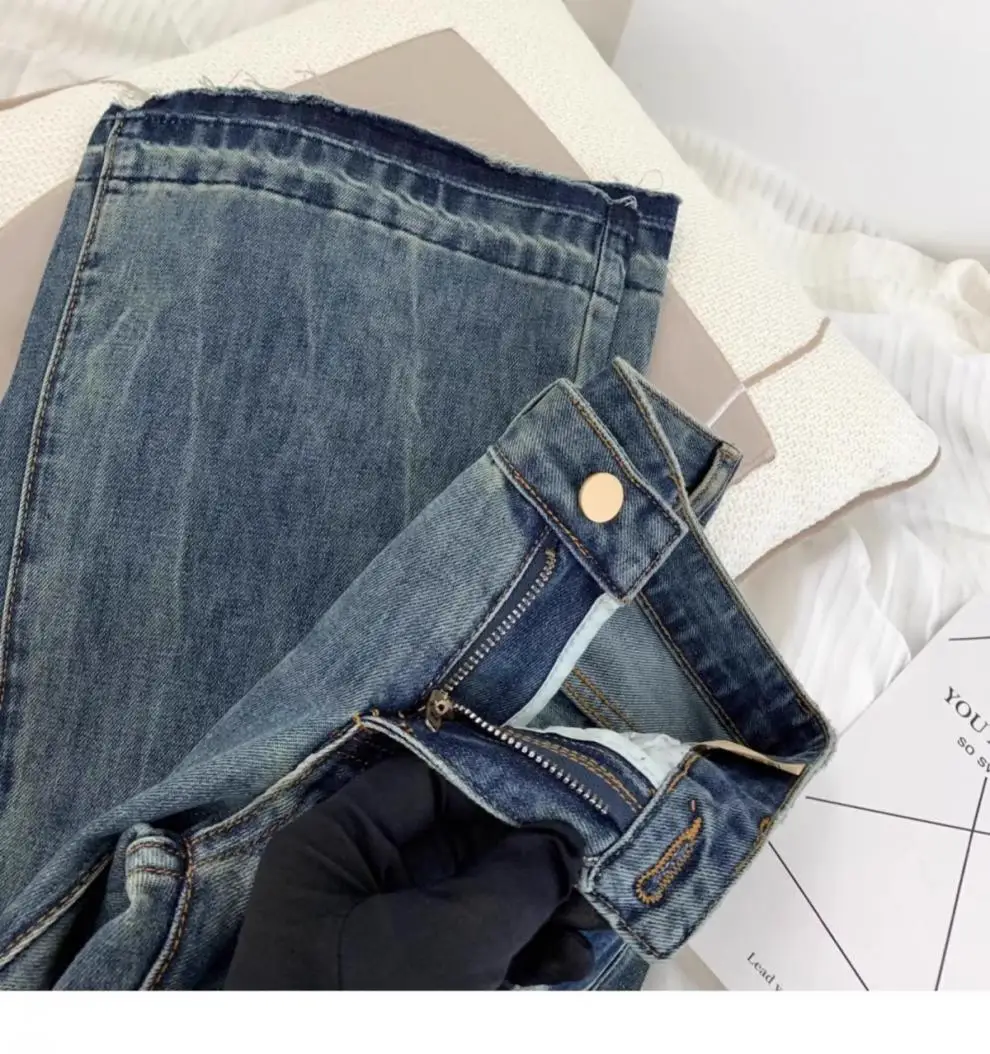 American retro low-waisted jeans female autumn new embroidery old casual fashion temperament slim Joker bell bottoms. - Image 33