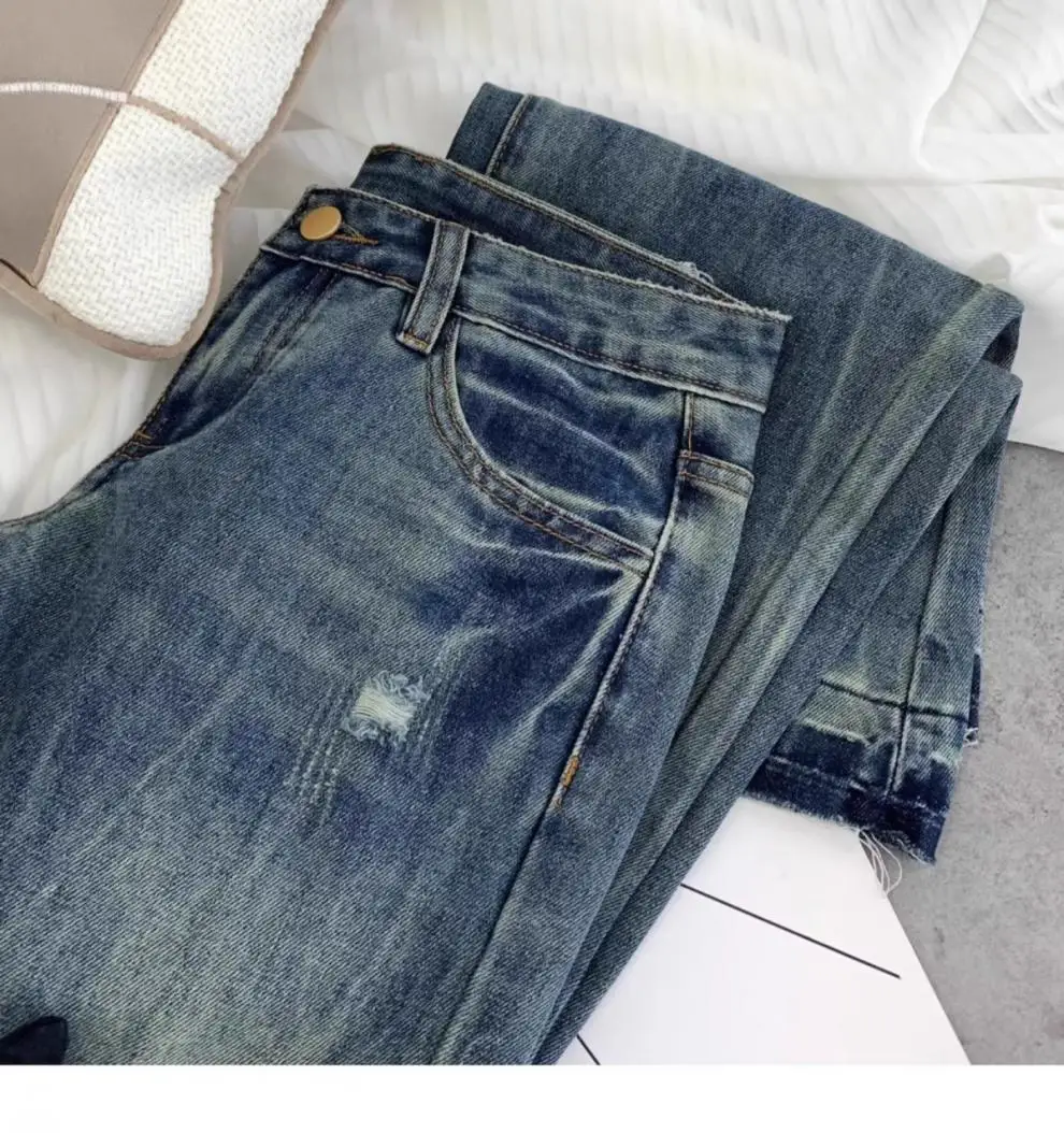 American retro low-waisted jeans female autumn new embroidery old casual fashion temperament slim Joker bell bottoms. - Image 37