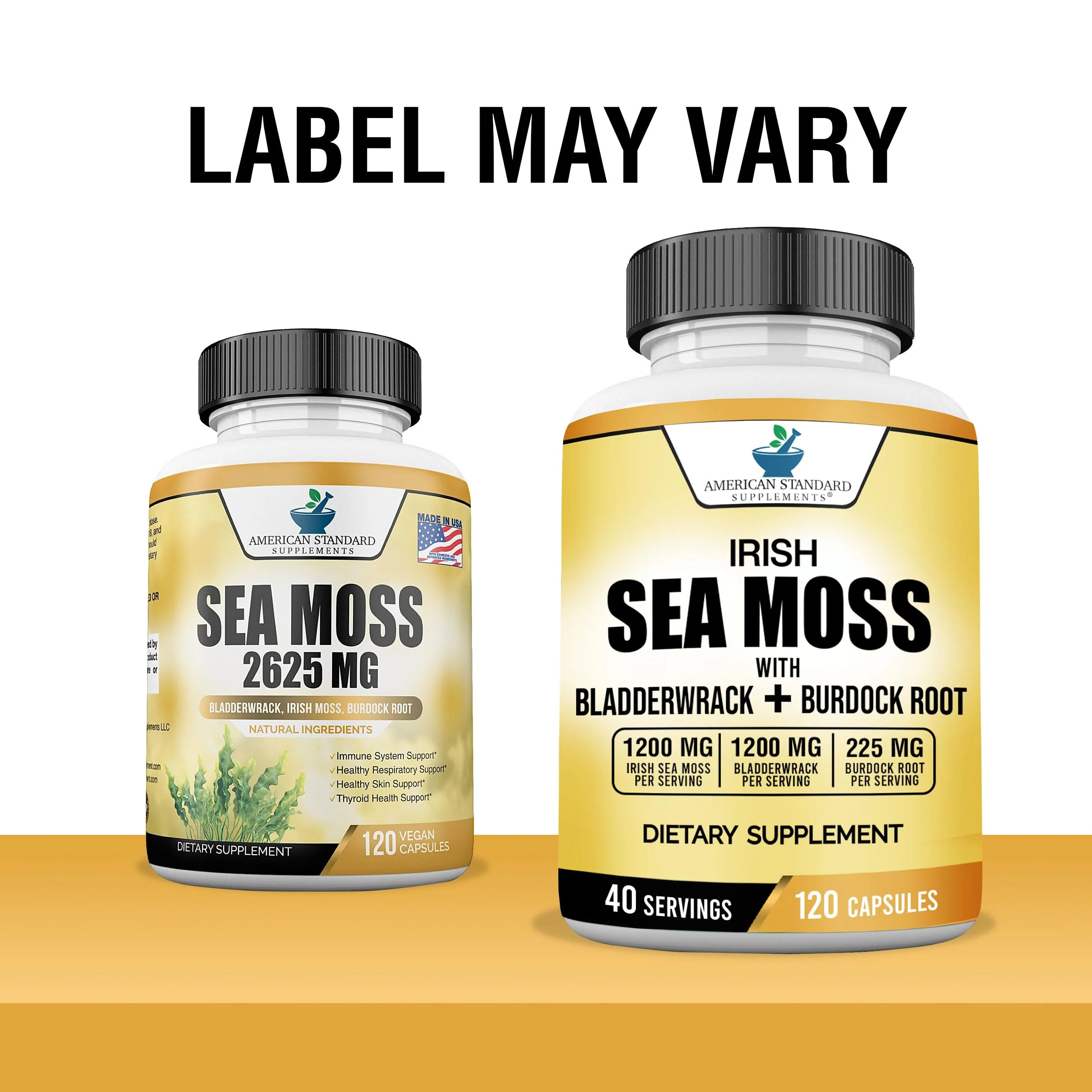 American Standard Supplements Irish Sea Moss 1200mg, Bladderwrack 1200mg and Burdock Root 225mg Per Serving - Vegan, Gluten Free, Non-GMO, 120 Capsules, 40 Servings - Image 5