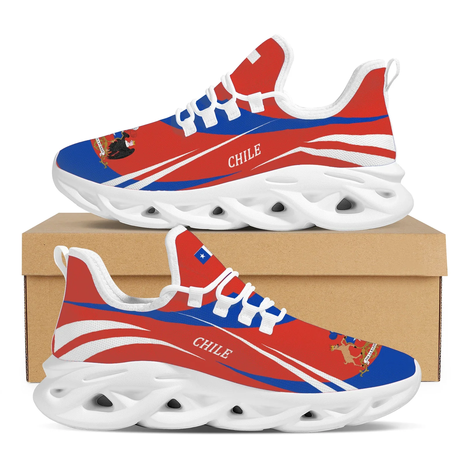 Andean Deer Vulture National Emblem Print Sneakers Chilean Flag Design Lace-Up Flat Shoes Student Casual Platform Mesh Shoes - Image 4