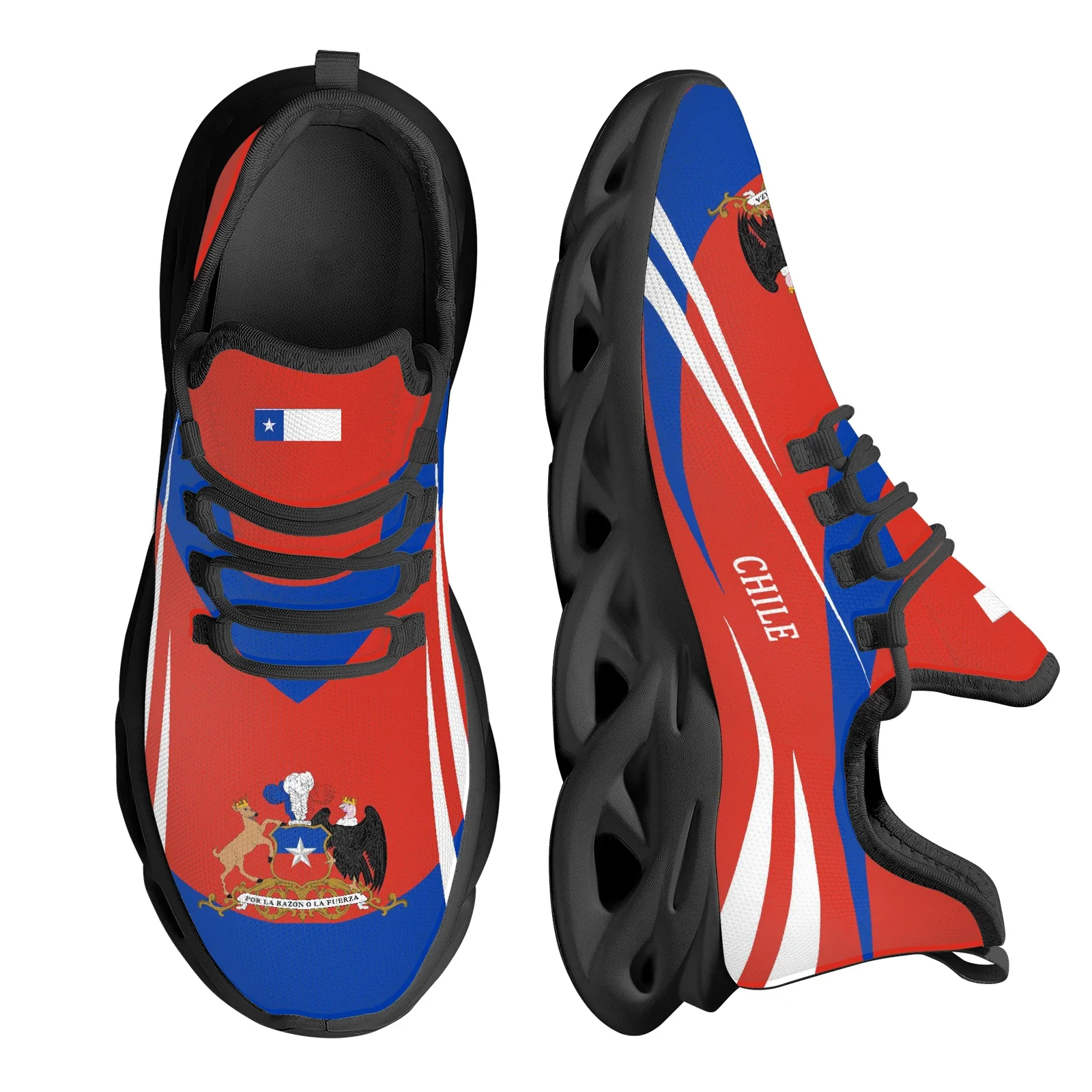 Andean Deer Vulture National Emblem Print Sneakers Chilean Flag Design Lace-Up Flat Shoes Student Casual Platform Mesh Shoes - Image 7