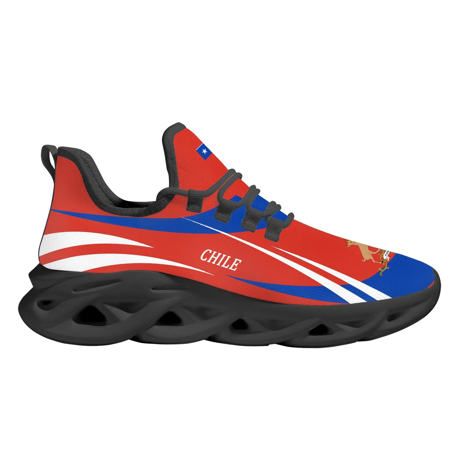 Andean Deer Vulture National Emblem Print Sneakers Chilean Flag Design Lace-Up Flat Shoes Student Casual Platform Mesh Shoes - Image 9