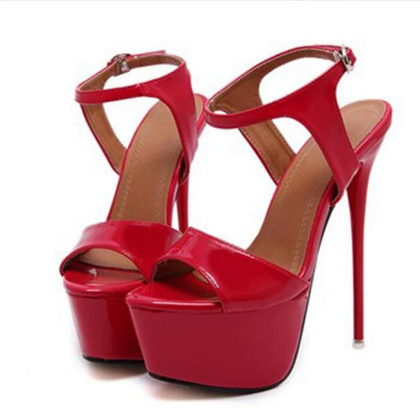 Sexy Ankle Strap Heels Platform Sandals Party Shoes For Women Wedding Pumps 16cm High Heels - Image 10