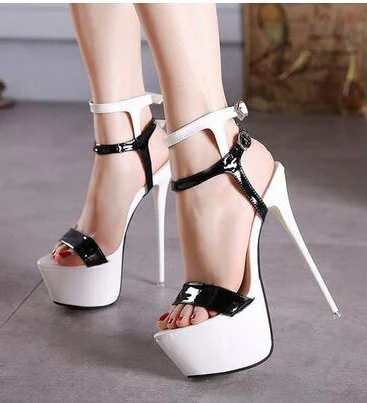 Sexy Ankle Strap Heels Platform Sandals Party Shoes For Women Wedding Pumps 16cm High Heels - Image 12