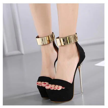 Sexy Ankle Strap Heels Platform Sandals Party Shoes For Women Wedding Pumps 16cm High Heels - Image 5