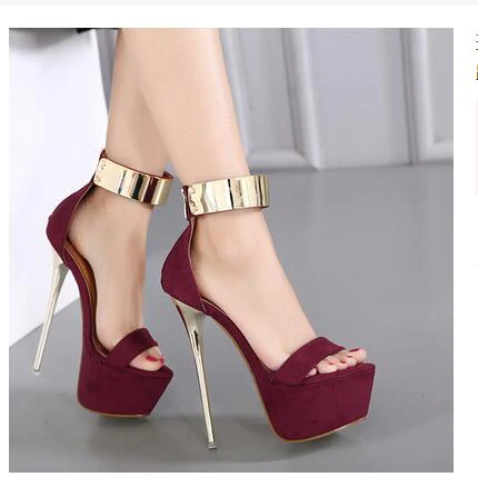 Sexy Ankle Strap Heels Platform Sandals Party Shoes For Women Wedding Pumps 16cm High Heels - Image 9