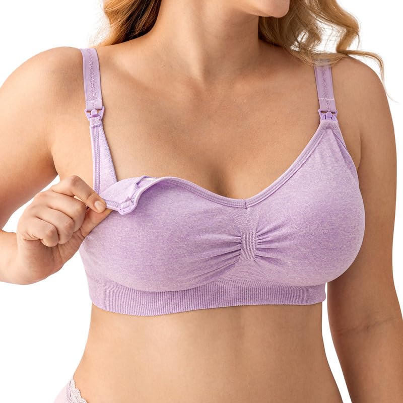 Angelhood Womens Seamless Sleep Nursing Bra,Breastfeeding Maternity Bra with Remove Bra Pads Extenders Pack of 3 - Image 7