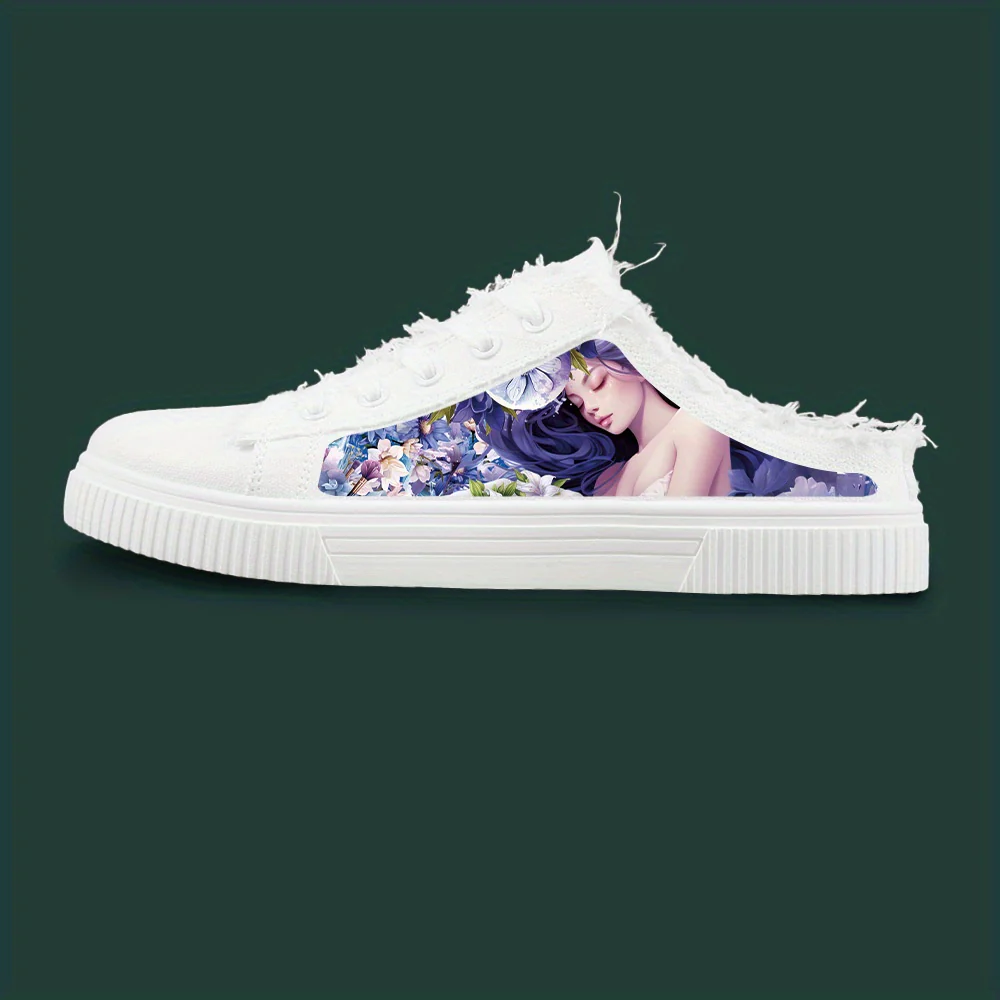 Anime Pattern Men's Low Top Mule Shoes, Comfy Non Slip Lace Up Rubber Sole Canvas Sneakers, Men's Footwear - Image 19