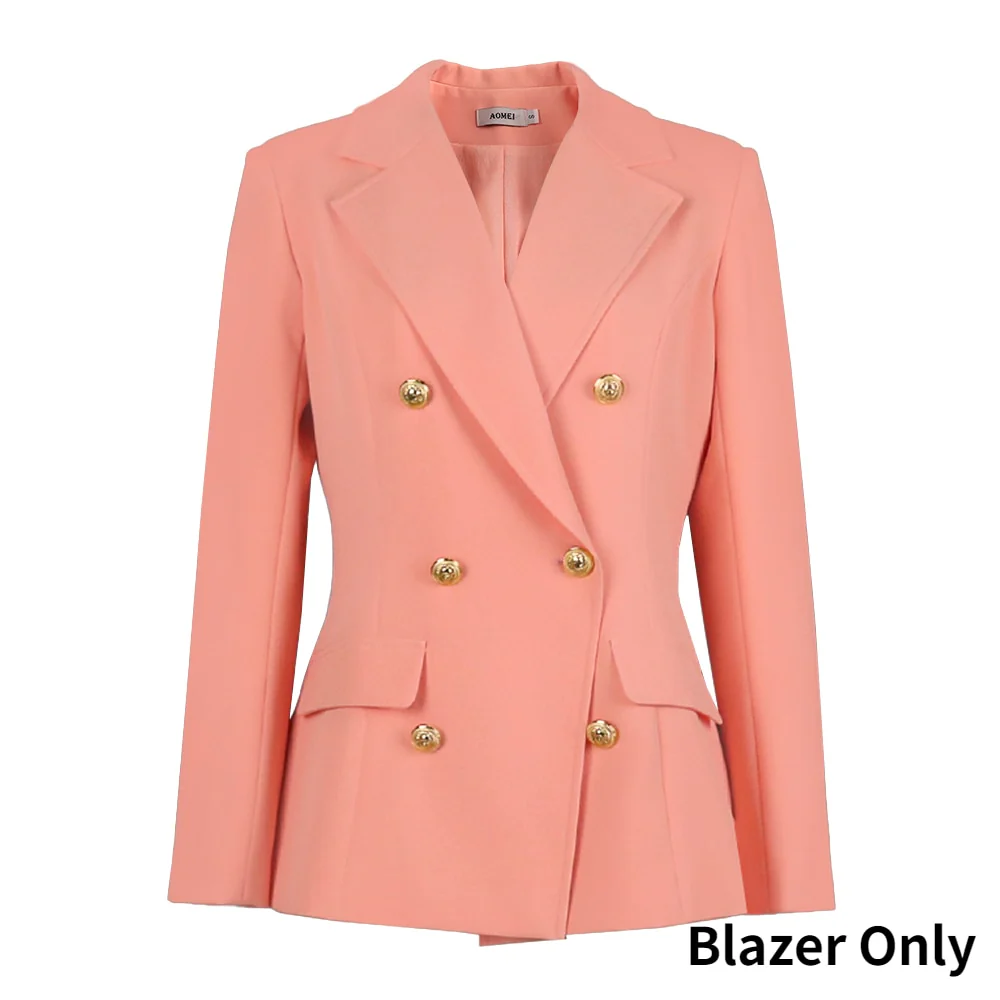 AOMEI Elegant Women Blazer Sets Buttons White Wide Leg Pant Suits Autumn Fashion Casual Professional Office Business Outfits New - Image 7