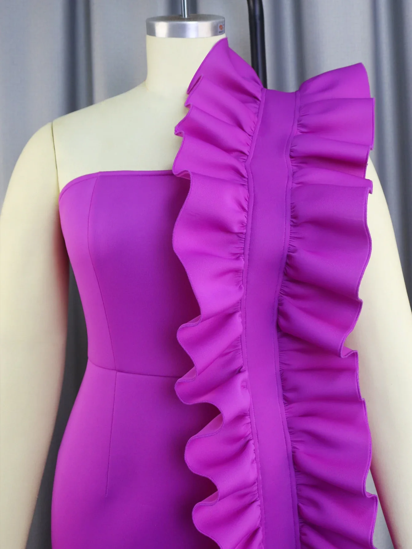 AOMEI Formal Occasion Dresses Women Party One Shoulder Backless Purple Long Ruffle Bodycon Fishtail Event Birthday Gowns African - Image 5