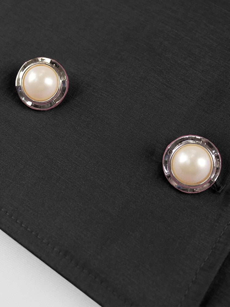 AOMEI Women Tops Blouse Long Lantern Sleeves Double Buttons V Neck Shiny Glitter Party Classy Ladies Autumn Christmas 2023 New - Image 9