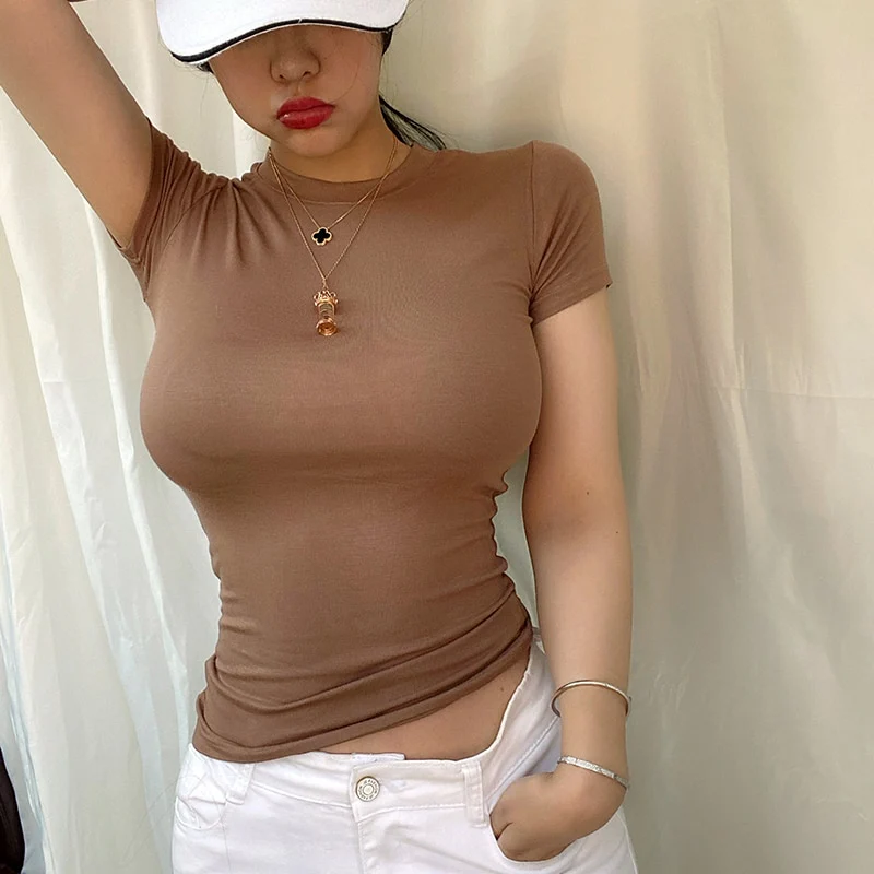 AOSSVIAO 2023 summer character t-shirts fashion girls tops short sleeve Slim t-shirts korean women cotton Tee Shirt Femme - Image 11