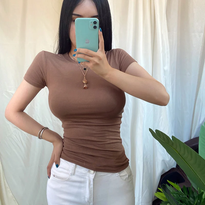 AOSSVIAO 2023 summer character t-shirts fashion girls tops short sleeve Slim t-shirts korean women cotton Tee Shirt Femme - Image 9