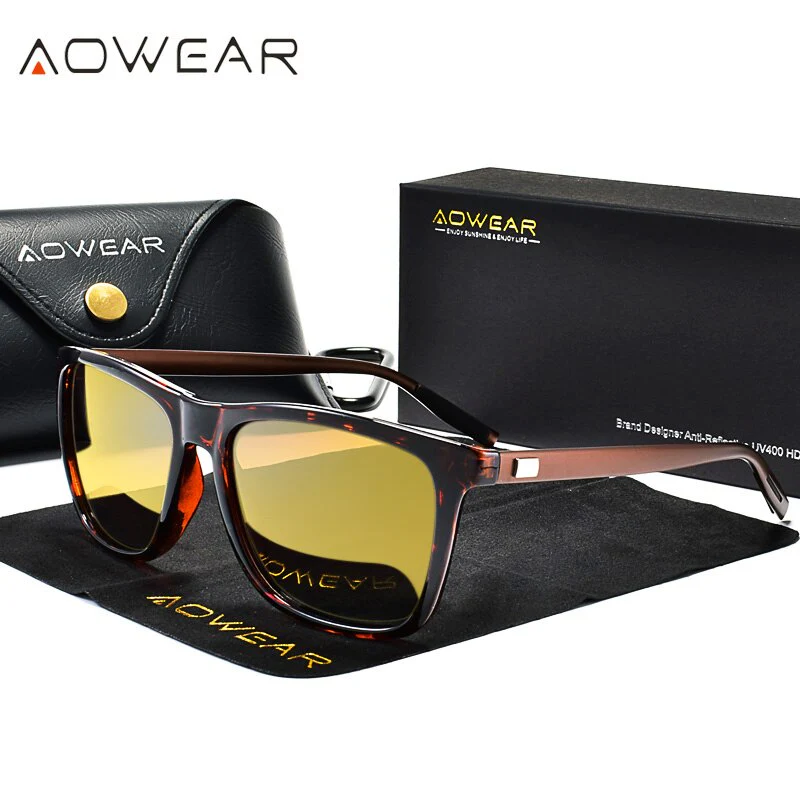 AOWEAR HD Night Vision Glasses Men Aluminium Yellow Lens Sunglasses Men Polarized Night Safe Driving Goggles Oculos Gafas De Sol - Image 3