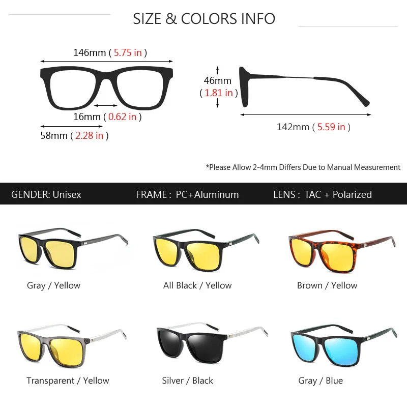 AOWEAR HD Night Vision Glasses Men Aluminium Yellow Lens Sunglasses Men Polarized Night Safe Driving Goggles Oculos Gafas De Sol - Image 9