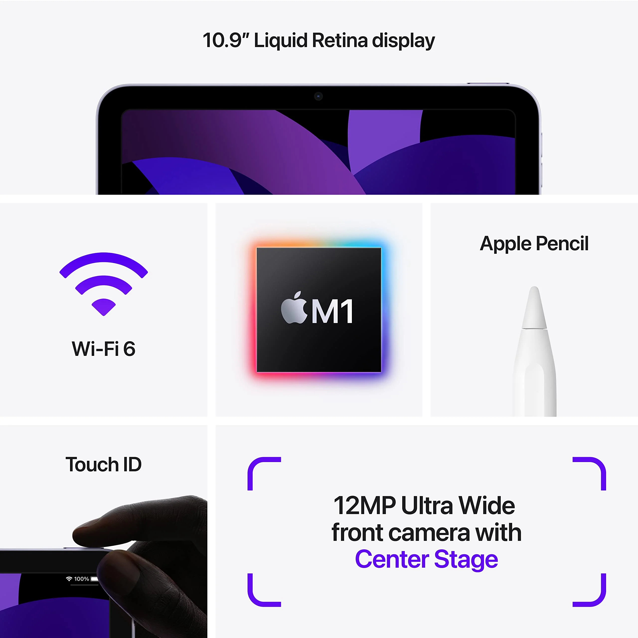 Apple iPad Air (5th Generation): with M1 chip, 10.9-inch Liquid Retina Display, 256GB, Wi-Fi 6, 12MP front/12MP Back Camera, Touch ID, All-Day Battery Life – Space Gray - Image 4