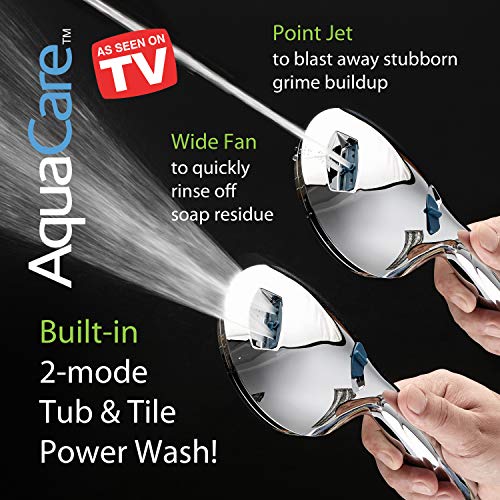 AquaCare High Pressure 8-mode Handheld Shower Head - Anti-clog Nozzles, Built-in Power Wash to Clean Tub, Tile & Pets, Extra Long 6 ft. Stainless Steel Hose, Wall & Overhead Brackets - Image 3