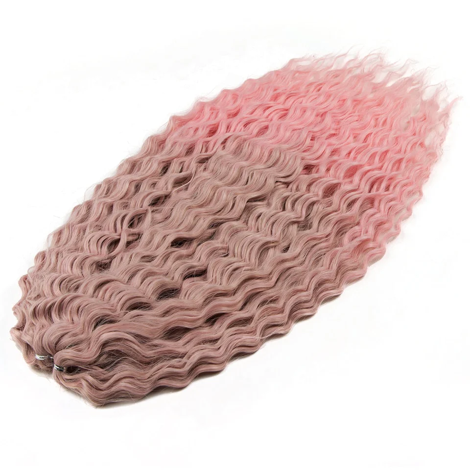 Ariel Curl Hair Water Wave Twist Crochet Hair Synthetic Braid Hair Ombre Blonde Pink 22 Inch - Image 3