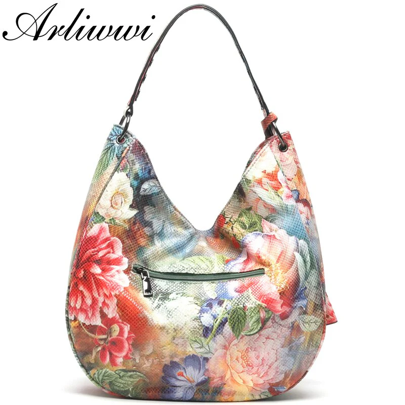 Arliwwi Brand Designer High Quality Women Fashion Synthetic Leather Hobos Handbags Female Flower Embossed Large Bags New PY02-1 - Image 9
