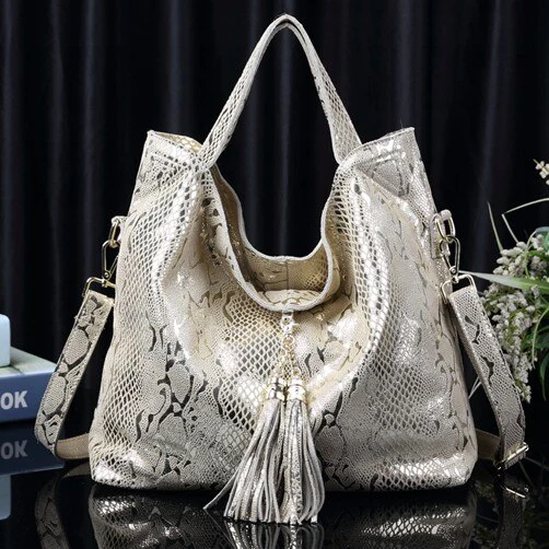 Arliwwi Brand New Quality Serpentine Grain Suede Cowhide Classical Designer Genuine Leather Handbags With Elegant Tassel GB01 - Image 2