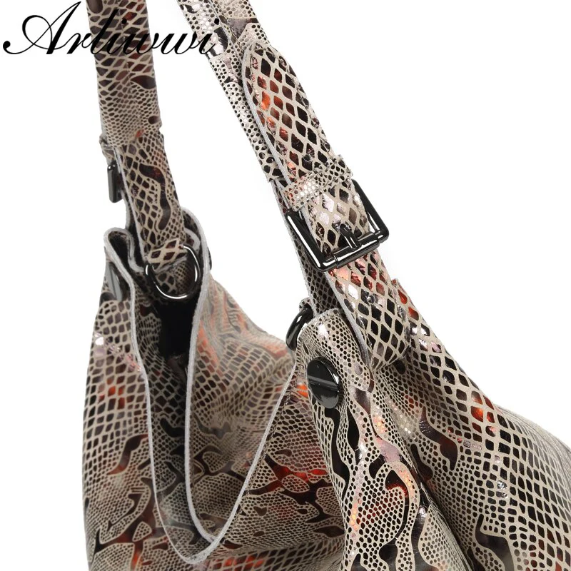 Arliwwi Female Genuine Leather Shoulder Bags New Serpentine Embossed Shiny Cross Body Real Cow Leather Handbags Women GL08 - Image 6