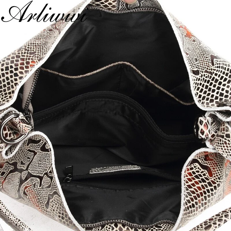 Arliwwi Female Genuine Leather Shoulder Bags New Serpentine Embossed Shiny Cross Body Real Cow Leather Handbags Women GL08 - Image 7