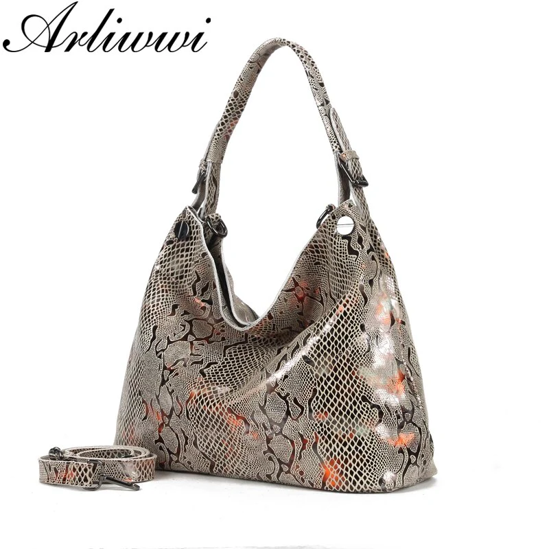 Arliwwi Female Genuine Leather Shoulder Bags New Serpentine Embossed Shiny Cross Body Real Cow Leather Handbags Women GL08 - Image 8