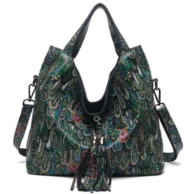 Arliwwi Female Real Leather Shiny Flower Summer Women Tote Handbags New Lily Floral Lady Embossed Genuine Leather Bags GL16 - Image 3