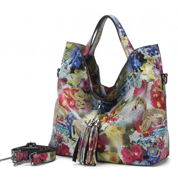 Arliwwi Female Real Leather Shiny Flower Summer Women Tote Handbags New Lily Floral Lady Embossed Genuine Leather Bags GL16 - Image 4
