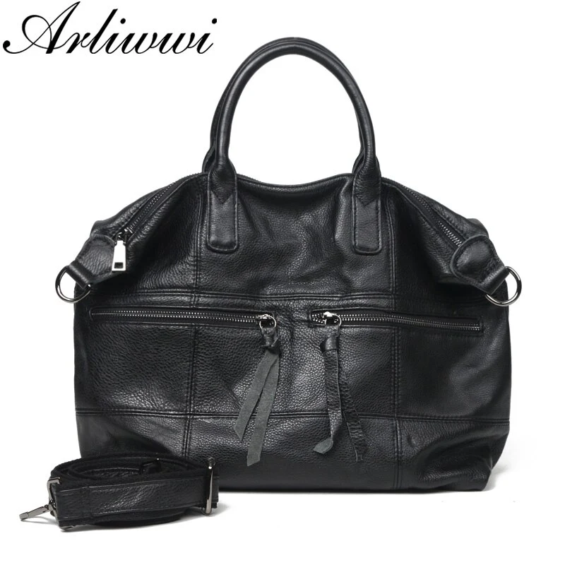 Arliwwi Large Capacity Female 100% Real Leather Tote Handbags Soft Genuine Cowhide Big Messenger Bags For Women New GS04 - Image 9