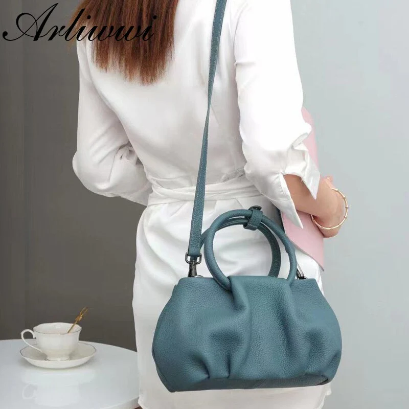 Arliwwi Real Leather Tote Handbags For Women Solid Colors High Quality Top Layer Cowhide Bags New Fashion Drop Shipping - Image 10