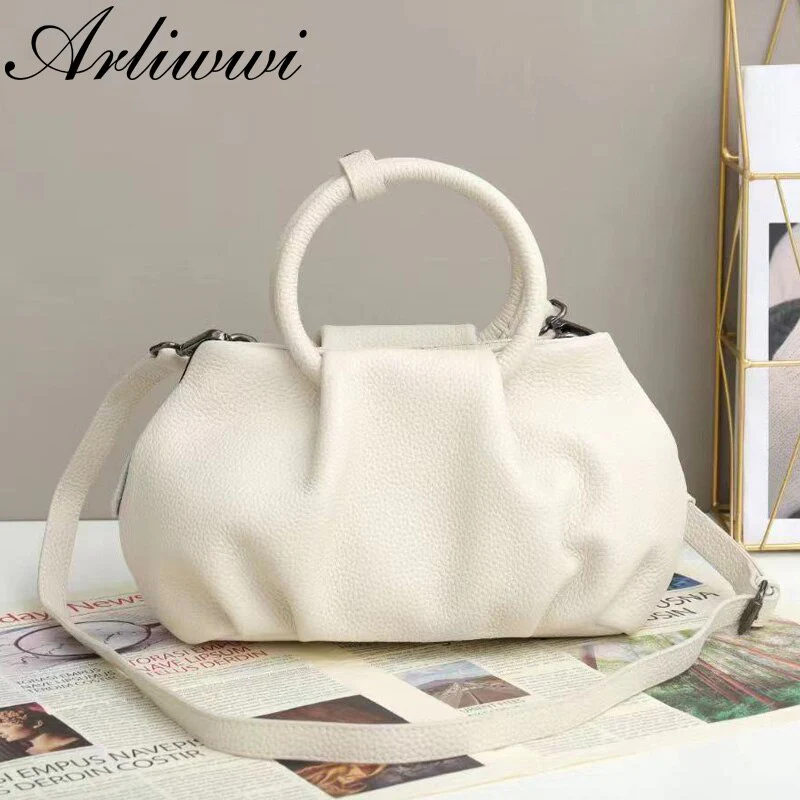Arliwwi Real Leather Tote Handbags For Women Solid Colors High Quality Top Layer Cowhide Bags New Fashion Drop Shipping - Image 11
